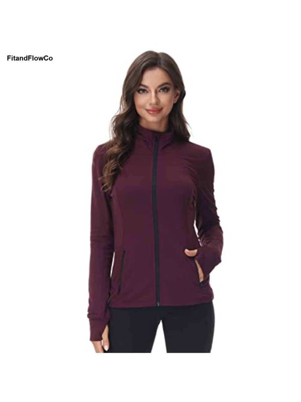 Women's Full Zip Athletic Jacket with Pockets Long Sleeve